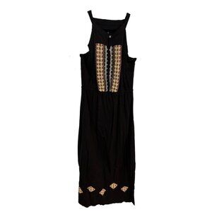 Crinkled Black Dress with Beads and Embroidery, J. Peterman - Size 10